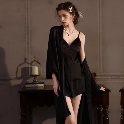 Einfarbiges, seidiges Cami-Pyjama-Set (3-teilig) - image 10