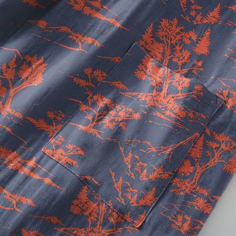 Unisex Kimono-Bademantel aus Baumwollgaze mit Berg- und Baummotiven - image 6
