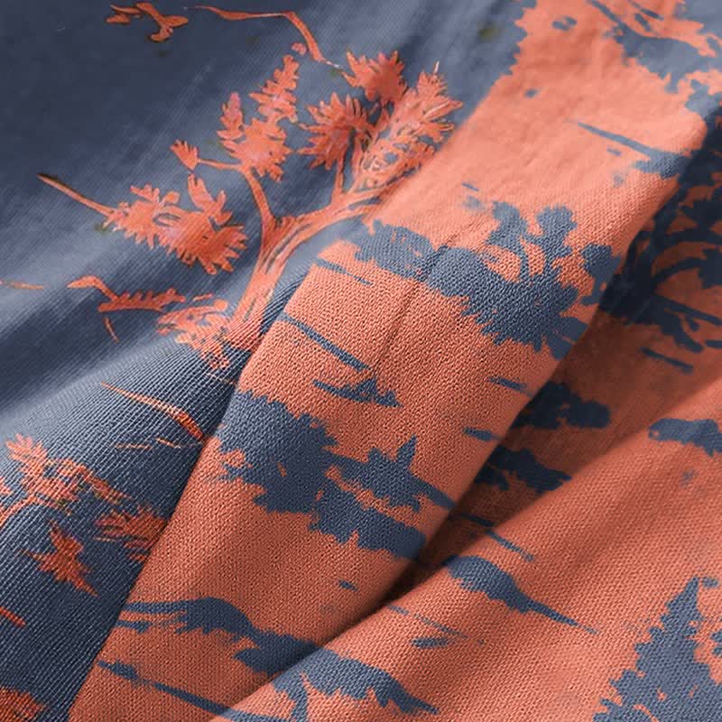Unisex Kimono-Bademantel aus Baumwollgaze mit Berg- und Baummotiven - image 5