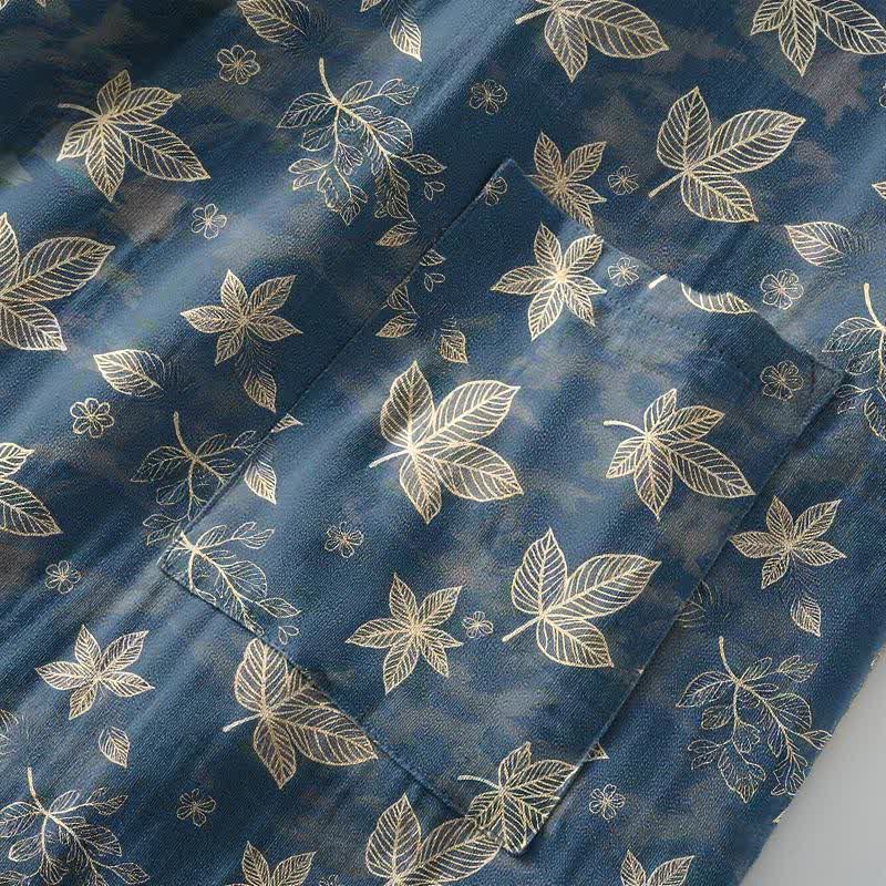 Unisex Kimono-Bademantel aus Baumwolle mit Ahornblattmuster - image 6