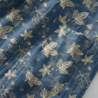 Unisex Kimono-Bademantel aus Baumwolle mit Ahornblattmuster - image 6
