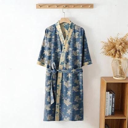 Unisex Kimono-Bademantel aus Baumwolle mit Ahornblattmuster - image 2