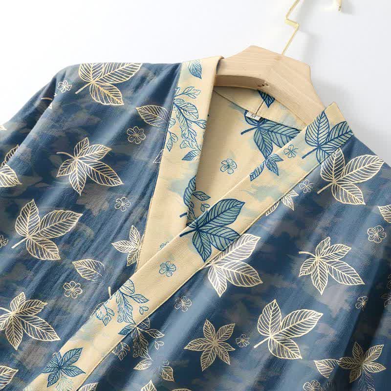 Unisex Kimono-Bademantel aus Baumwolle mit Ahornblattmuster - image 4