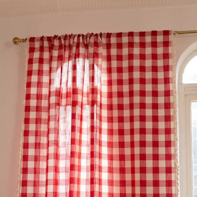 Karogardine im Landhausstil mit Quasten - image 28