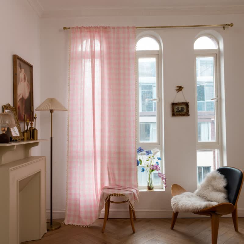 Karogardine im Landhausstil mit Quasten - image 2