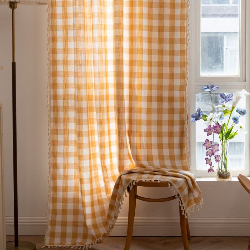 Karogardine im Landhausstil mit Quasten - image 14