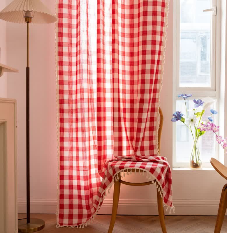 Karogardine im Landhausstil mit Quasten - image 24