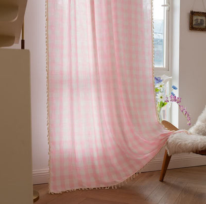 Karogardine im Landhausstil mit Quasten - image 1