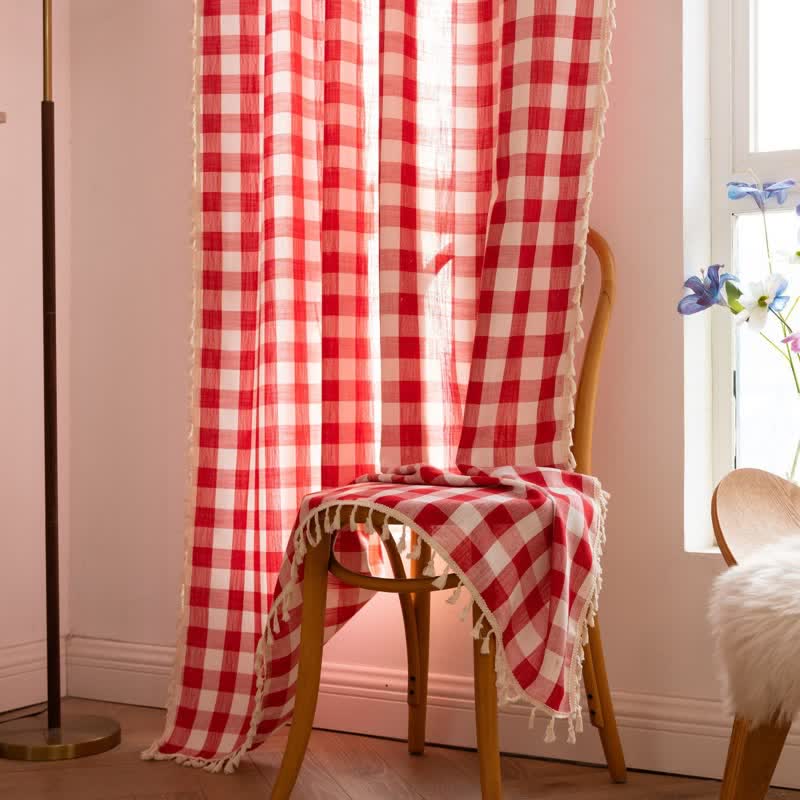 Karogardine im Landhausstil mit Quasten - image 25