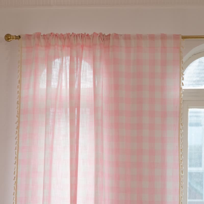 Karogardine im Landhausstil mit Quasten - image 3