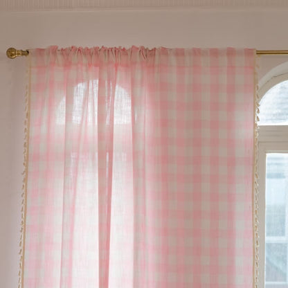 Karogardine im Landhausstil mit Quasten - image 3