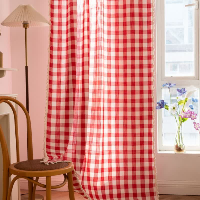 Karogardine im Landhausstil mit Quasten - image 26
