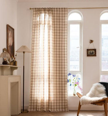 Karogardine im Landhausstil mit Quasten - Khaki - 140cm x 300cm - image 29