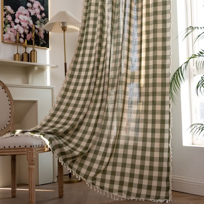 Karogardine im Landhausstil mit Quasten - image 5