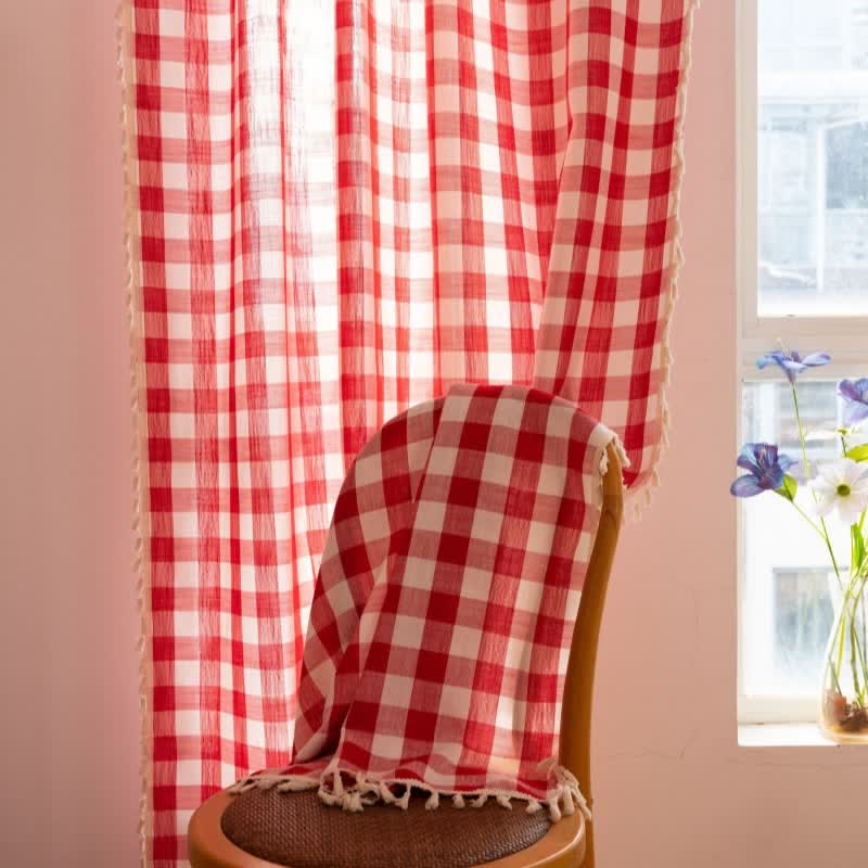 Karogardine im Landhausstil mit Quasten - image 27