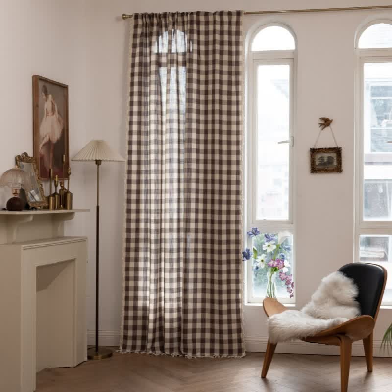 Karogardine im Landhausstil mit Quasten - Kaffee - 140cm x 300cm - image 33