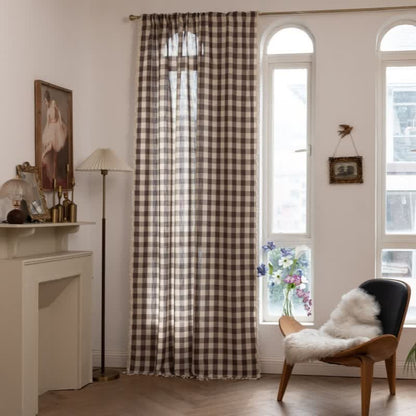 Karogardine im Landhausstil mit Quasten - Kaffee - 140cm x 300cm - image 33
