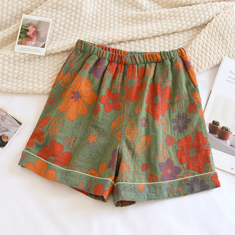 Sommer-Pyjama-Shorts aus doppellagigem Gaze - Grün - XL - image 6
