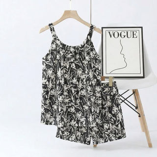 Pyjama-Set mit abstraktem Camisole und Shorts - Schwarz - 2XL - image 0