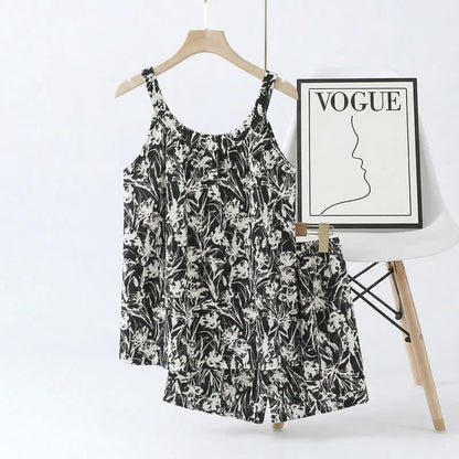 Pyjama-Set mit abstraktem Camisole und Shorts - Schwarz - 2XL - image 0