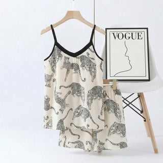Pyjama-Set mit Leopardenmuster: Trägertop und Shorts - Schwarz - 2XL - image 0