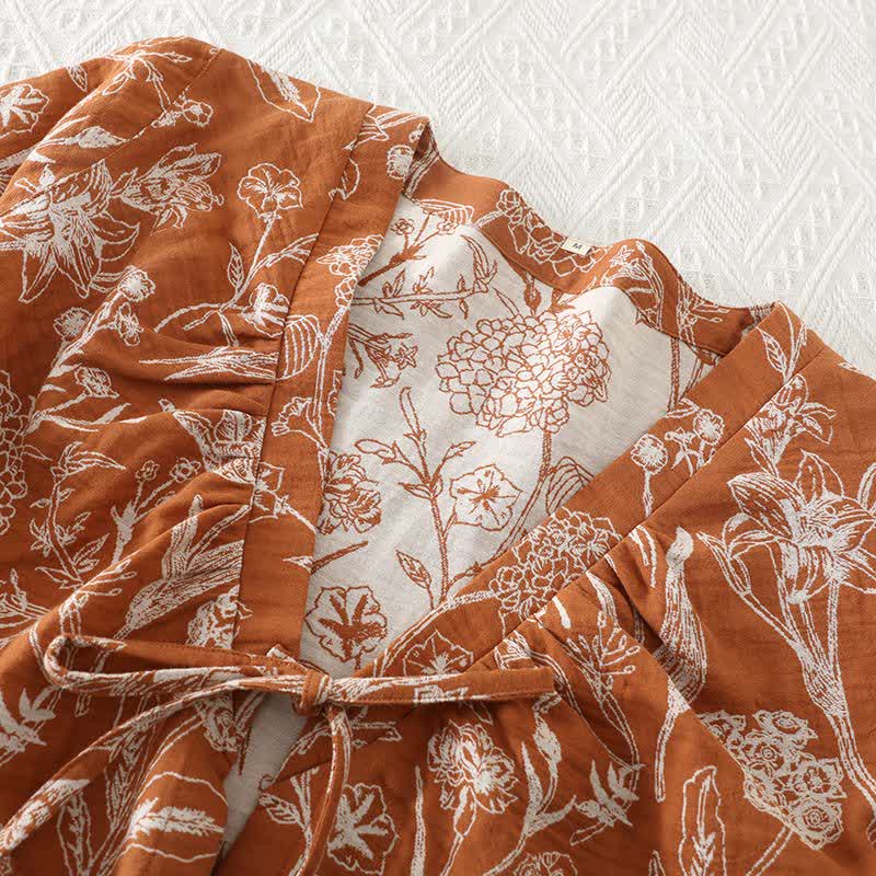 3-teiliger Pyjama-Satz aus reiner Baumwolle mit Blumenmuster - image 4
