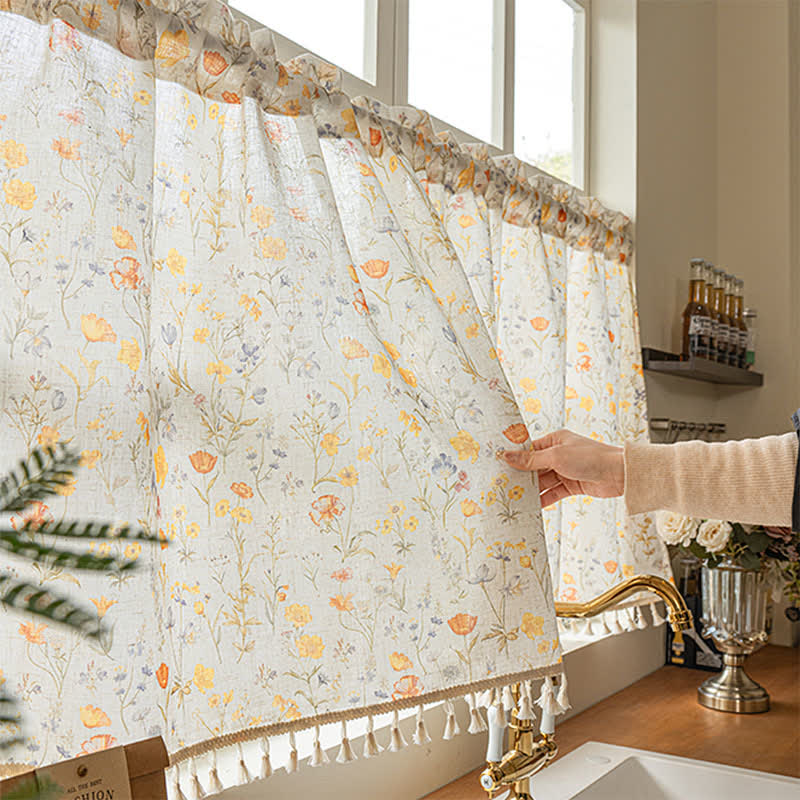 Halbtransparenter Küchenvorhang mit Blumenmuster - 132 x 244cm - image 0