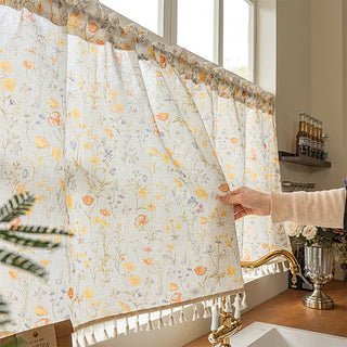 Halbtransparenter Küchenvorhang mit Blumenmuster - 132 x 244cm - image 0