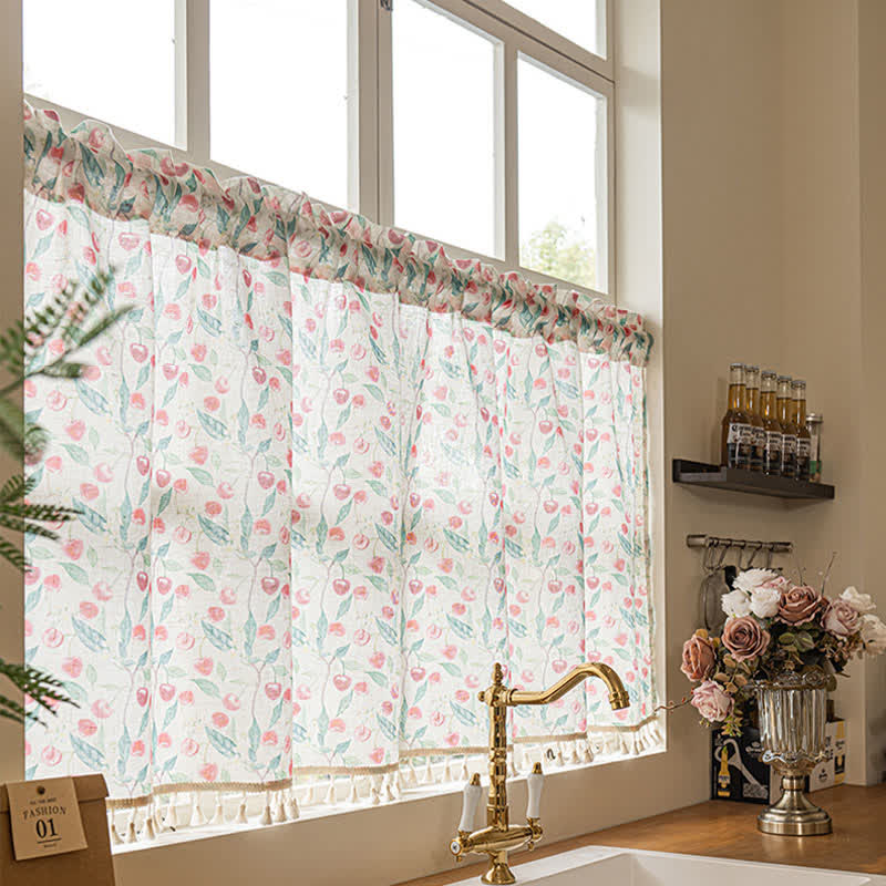 Landhaus-Kirschbaum-Fenstervorhang für kleine Fenster - image 2