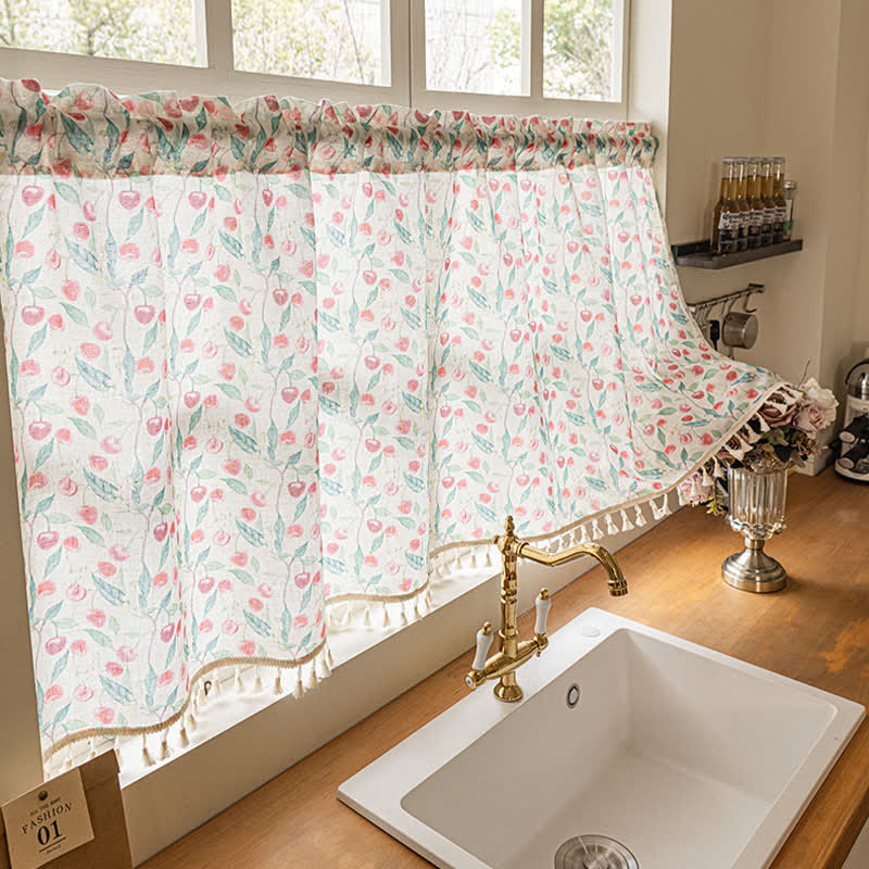 Landhaus-Kirschbaum-Fenstervorhang für kleine Fenster - image 3