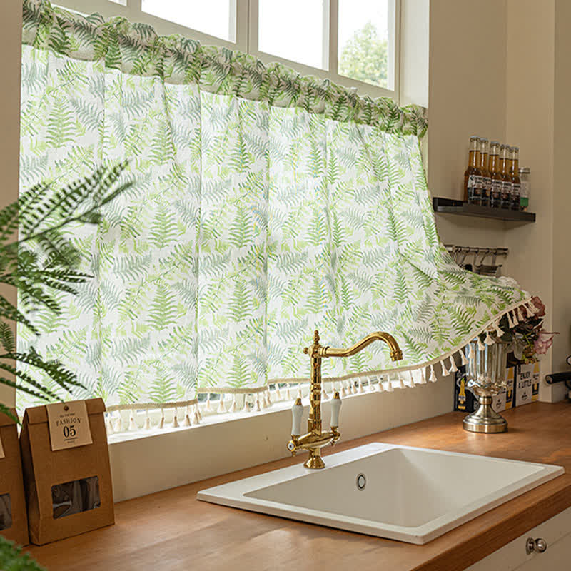 Küchenvorhang im skandinavischen Stil mit Farnmuster - 132 x 244cm - image 0