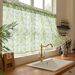 Küchenvorhang im skandinavischen Stil mit Farnmuster - 132 x 244cm - image 0