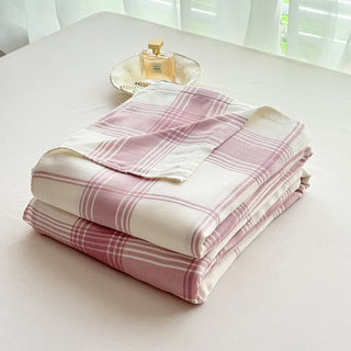 Klassische karierte Bambusfaserdecke - Rosa - 200cm x 230cm - image 0