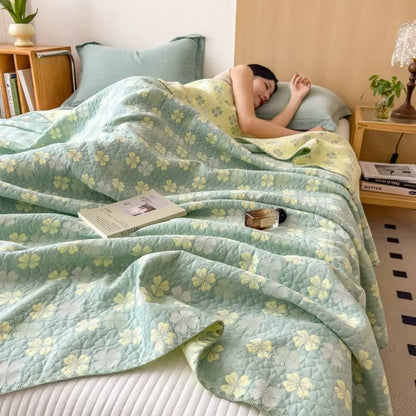 Dreifach-Gaze-Baumwollquilt mit vierblättrigem Kleeblattmuster - image 3