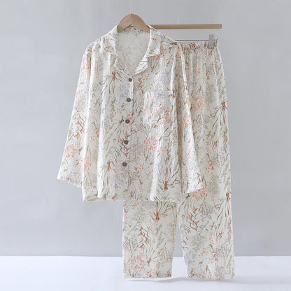 Pyjama-Set aus Baumwollgaze mit gedecktem Blumenmuster - image 2