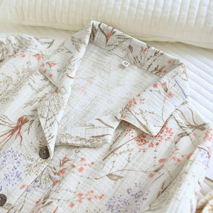 Pyjama-Set aus Baumwollgaze mit gedecktem Blumenmuster - image 5