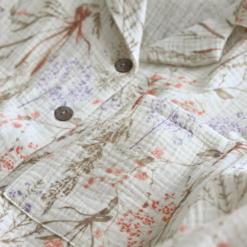Pyjama-Set aus Baumwollgaze mit gedecktem Blumenmuster - image 6