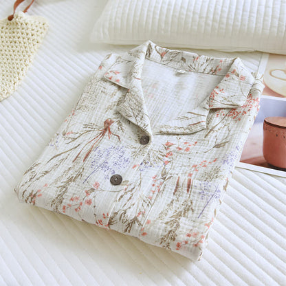 Pyjama-Set aus Baumwollgaze mit gedecktem Blumenmuster - image 4