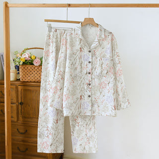 Pyjama-Set aus Baumwollgaze mit gedecktem Blumenmuster - XL - image 0