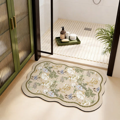 Schnelltrocknende Badematte mit Blumenmuster aus Kieselgur - image 1