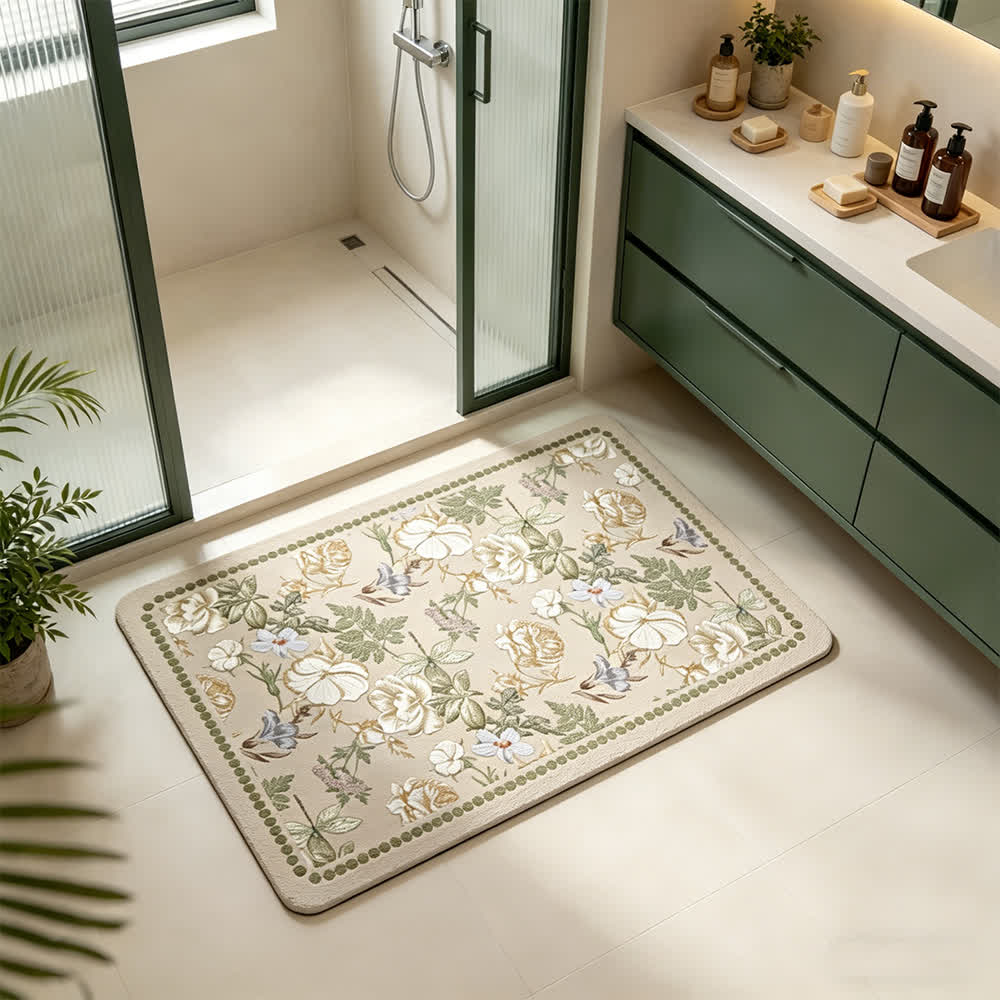 Schnelltrocknende Badematte mit Blumenmuster aus Kieselgur - image 5