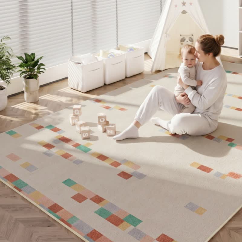 Pastellfarbener geometrischer Kinderteppich - image 1