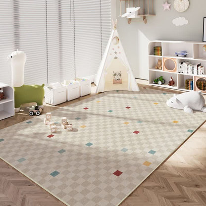 Neutraler karierter Kinderteppich - 200cm×350cm - image 0