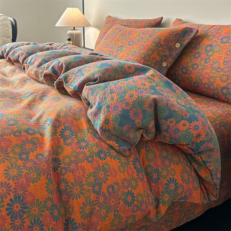 Vintage Daisy Bettwäsche aus reiner Baumwollgaze (4-teilig) - 220cm x 240cm - image 0