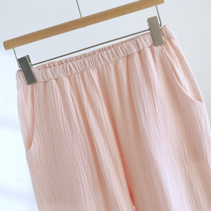 Loungewear-Set aus einfarbiger Baumwollgaze und Spitze - image 10