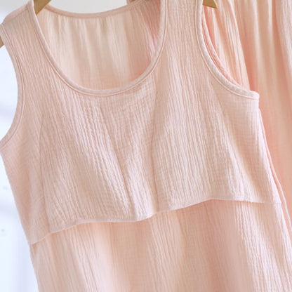 Loungewear-Set aus einfarbiger Baumwollgaze und Spitze - image 7