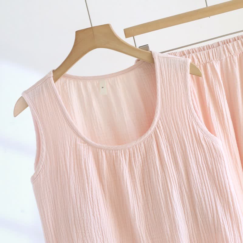 Loungewear-Set aus einfarbiger Baumwollgaze und Spitze - image 4