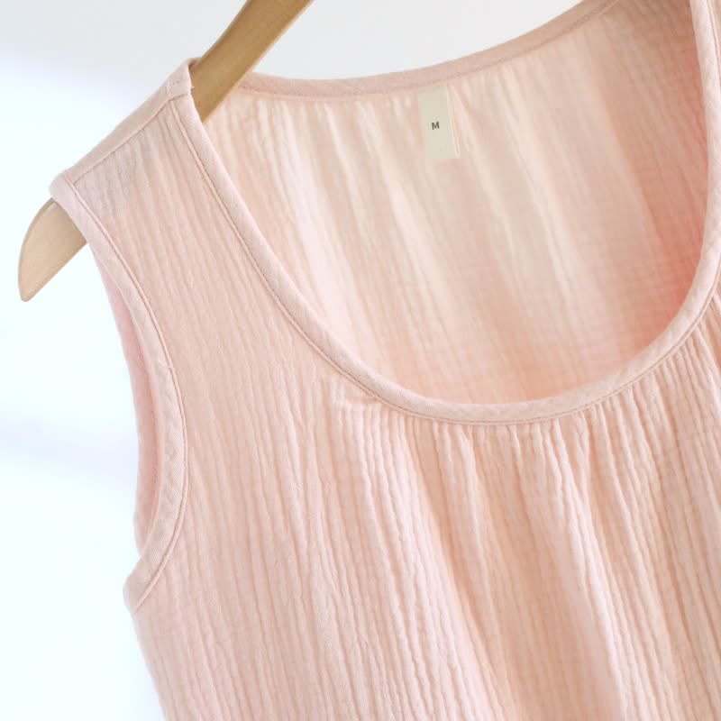 Loungewear-Set aus einfarbiger Baumwollgaze und Spitze - image 5