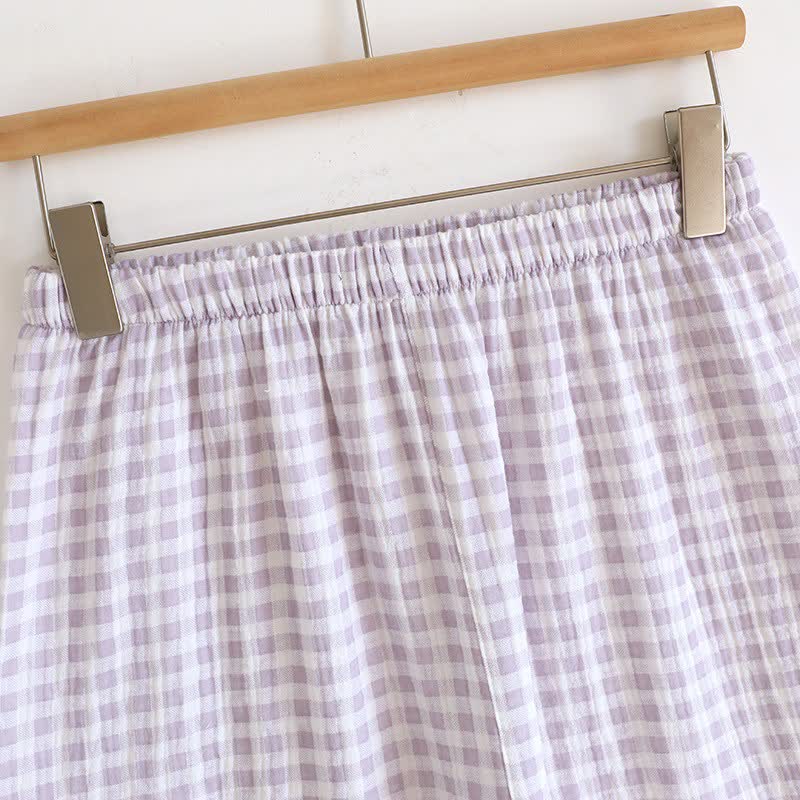 Pyjama-Set aus Baumwolle mit Rüschenärmeln und Vichy-Karo - image 13