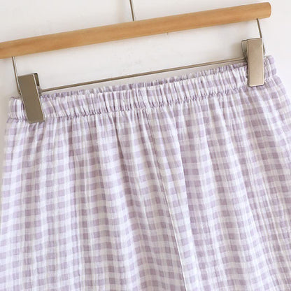 Pyjama-Set aus Baumwolle mit Rüschenärmeln und Vichy-Karo - image 13